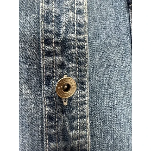 Vintage Route 66 Hand Painted Horse Denim Shirt Women's M Blue Workwear Cotton - Picture 6 of 9